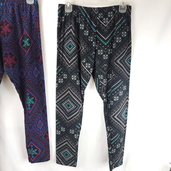 No Boundaries Elastic Waist Womens Snowflake Print Pack of 2 Legging Sz XL 15-17 - Picture 3 of 12